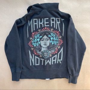OBEY Propaganda SMALL Zipper Graphic Hoodie Sweatshirt MAKE ART NOT WAR